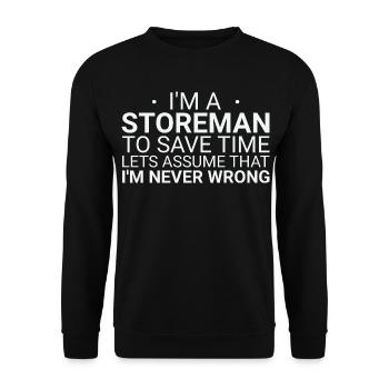 Storeman Never Wrong - Unisex Pullover - Schwarz - Vorne - Alina (178cm) & Michal (187cm)