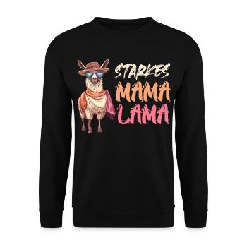Werdende Mutter STARKES MAMA LAMA Lustiges - Unisex Pullover - Schwarz - Vorne - Alina (178cm) & Michal (187cm)