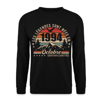 October 1994 Birthday Gift 1994 October 1994 - Unisex Sweatshirt - black - Front - Alina (178cm) & Michal (187cm)