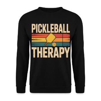 Pickleball T-Shirt – Sport is the best therapy - Unisex Sweatshirt - black - Front - Alina (178cm) & Michal (187cm)