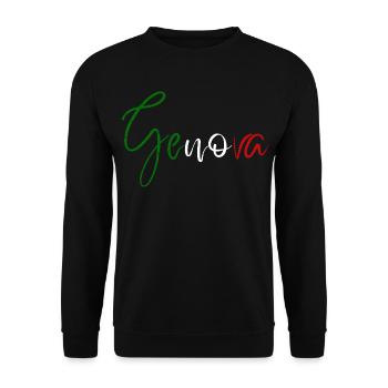 Amo Genoa, elegantes minimalistisches Design - Unisex Pullover - Schwarz - Vorne - Alina (178cm) & Michal (187cm)