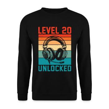 Level 20 Unlocked – 20th Anniversary Gamer Gift - Unisex Sweatshirt - black - Front - Alina (178cm) & Michal (187cm)