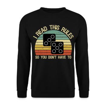 Game Night Funny Board Games I Read This Rules - Unisex Sweatshirt - black - Front - Alina (178cm) & Michal (187cm)