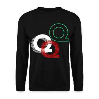 Buchstabe Q Geschenk - Unisex Pullover - Schwarz - Vorne - Alina (178cm) & Michal (187cm)