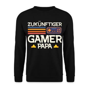 Bald Papa ZUKÜNFTIGER GAMER PAPA LUSTIG - Unisex Pullover - Schwarz - Vorne - Alina (178cm) & Michal (187cm)