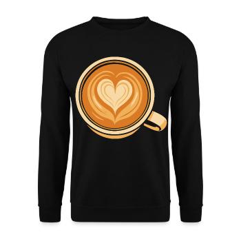 Heart Latte Art Coffee Love Design - Unisex Sweatshirt - black - Front - Alina (178cm) & Michal (187cm)