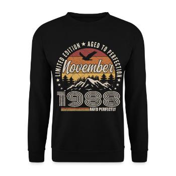 Legenden November 1988 Jahrgang November 1988 - Unisex Pullover - Schwarz - Vorne - Alina (178cm) & Michal (187cm)
