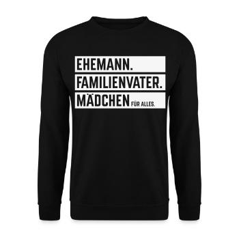 Husband Family Man Girl for Everything, Beam W - Unisex Sweatshirt - black - Front - Alina (178cm) & Michal (187cm)