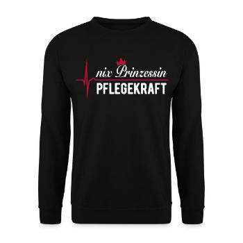 Nix Prinzessin - Pflegekraft - Geschenk - Unisex Pullover - Schwarz - Vorne - Alina (178cm) & Michal (187cm)