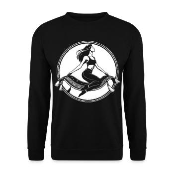 Fliegender Teppich Design – Magischer Orient - Unisex Pullover - Schwarz - Vorne - Alina (178cm) & Michal (187cm)