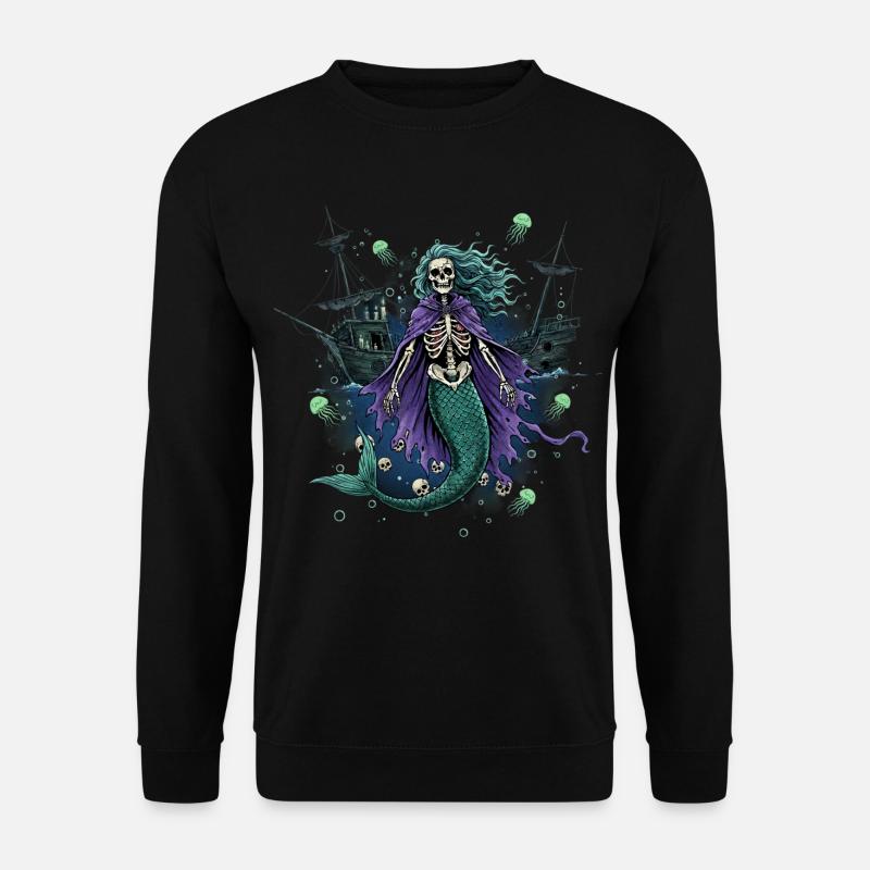 Skeleton Mermaid with Ghost Ship - Unisex Sweatshirt - black