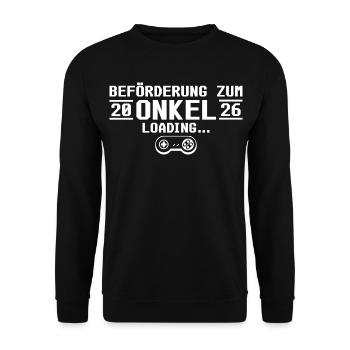 Werdender Onkel 2026 loading - Patenonkel - Unisex Pullover - Schwarz - Vorne - Alina (178cm) & Michal (187cm)