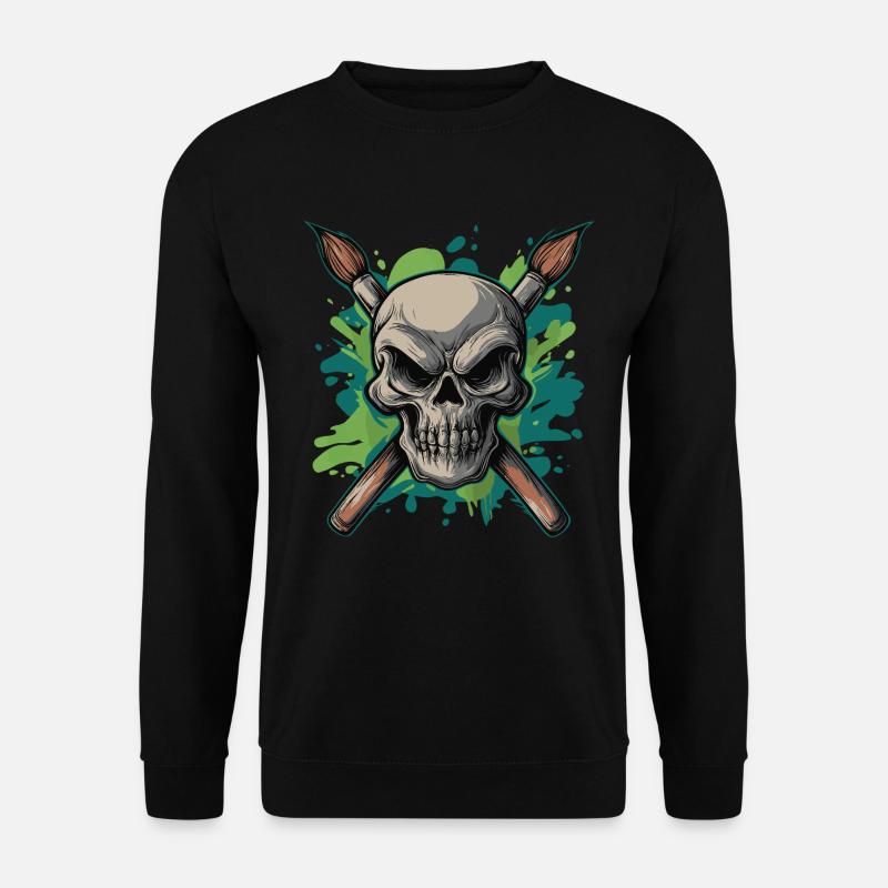 Schädel und gekreuzte Pinsel - Unisex Pullover - Schwarz