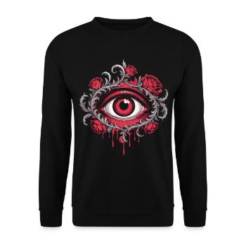 Oeil avec des roses épineuses - Roses Emblème gothique - Sweat-shirt Unisexe - noir - Devant - Alina (178cm) & Michal (187cm)