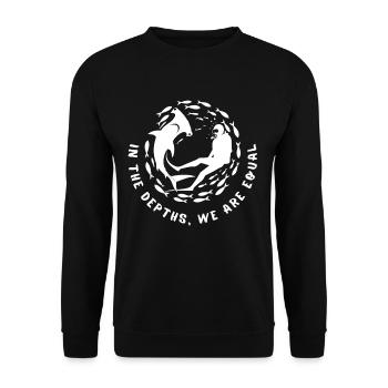 In der Tiefe sind wir gleich - Unisex Pullover - Schwarz - Vorne - Alina (178cm) & Michal (187cm)