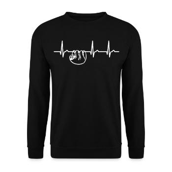 Sloth ECG Curve - Heart Curve - Pulse - Unisex Sweatshirt - black - Front - Alina (178cm) & Michal (187cm)