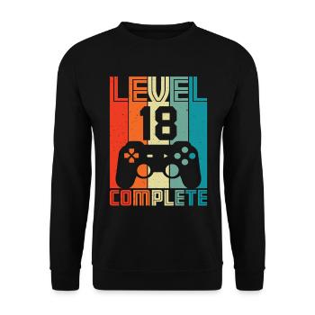 18th Birthday Gamer – 18 Years Level 18 Complete - Unisex Sweatshirt - black - Front - Alina (178cm) & Michal (187cm)