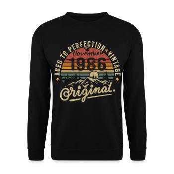 Novembre 1986 Anniversaire Novembre 1986 - Sweat-shirt Unisexe - noir - Devant - Alina (178cm) & Michal (187cm)