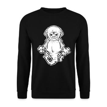 Dschinn in der Flasche - BW Version - Unisex Pullover - Schwarz - Vorne - Alina (178cm) & Michal (187cm)