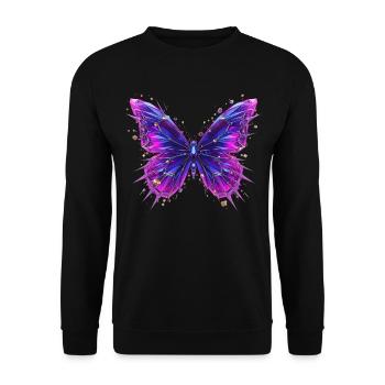 3D Crystal Butterfly – Chrome Effect - Unisex Sweatshirt - black - Front - Alina (178cm) & Michal (187cm)