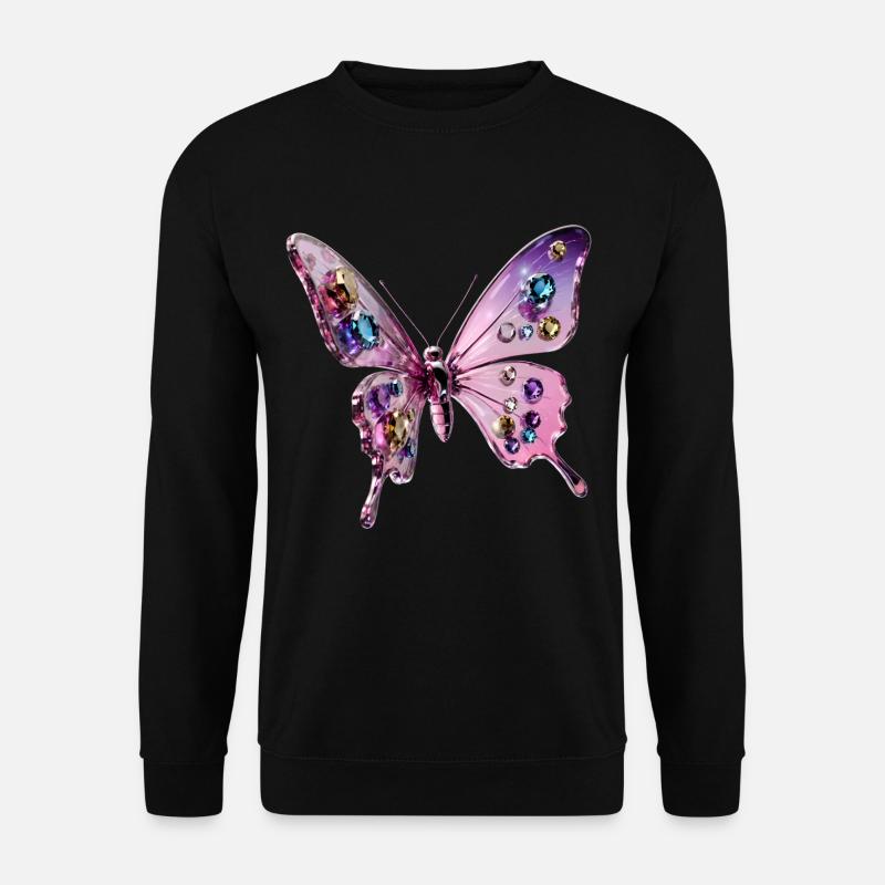 3d Glamour Butterfly - Chrome & Glitter - Unisex Sweatshirt - black