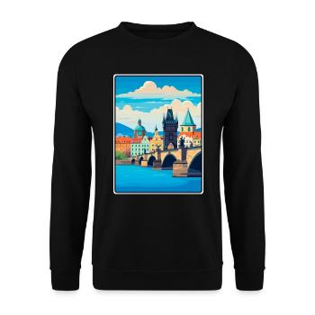 Charles Bridge Czech Republic City Bridge Scene - Unisex Sweatshirt - black - Front - Alina (178cm) & Michal (187cm)