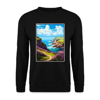 Sentier côtier au sommet d’une falaise d’Exmoor, en Angleterre - Sweat-shirt Unisexe - noir - Devant - Alina (178cm) & Michal (187cm)