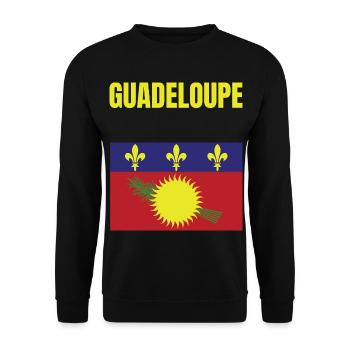 T-Shirt mit Flagge auf den Antillen von Guadeloupe - Unisex Pullover - Schwarz - Vorne - Alina (178cm) & Michal (187cm)