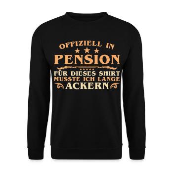 Pensioner - Lange Ackern - Officially retired - Unisex Sweatshirt - black - Front - Alina (178cm) & Michal (187cm)