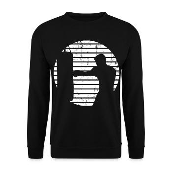 Boxer Skizze - Unisex Pullover - Schwarz - Vorne - Alina (178cm) & Michal (187cm)