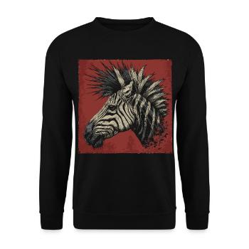 Punkrock Zebra - Unisex Pullover - Schwarz - Vorne - Alina (178cm) & Michal (187cm)