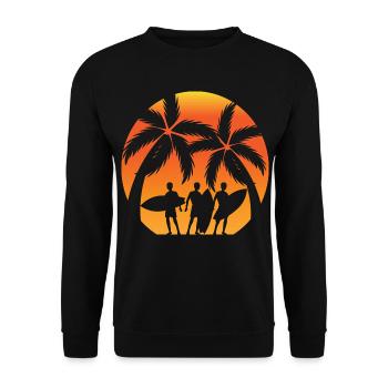 Sunset Surfer Palm Trees - Unisex Sweatshirt - black - Front - Alina (178cm) & Michal (187cm)