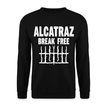 Alcatraz Break Free Gefängnis Humor - Unisex Pullover - Schwarz - Vorne - Alina (178cm) & Michal (187cm)
