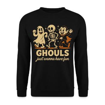 Ghule wollen einfach nur Spaß haben Halloween-Design - Unisex Pullover - Schwarz - Vorne - Alina (178cm) & Michal (187cm)