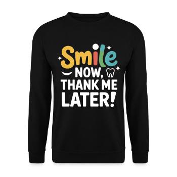 Sourire maintenant Remerciez-moi plus tard Dental Pro Design - Sweat-shirt Unisexe - noir - Devant - Alina (178cm) & Michal (187cm)
