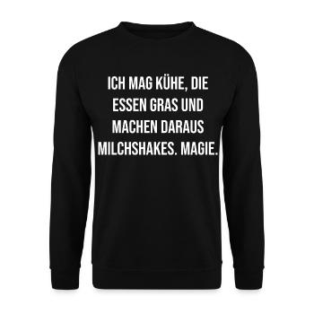 Les vaches mangent des milkshakes magiques à l’herbe - Sweat-shirt Unisexe - noir - Devant - Alina (178cm) & Michal (187cm)