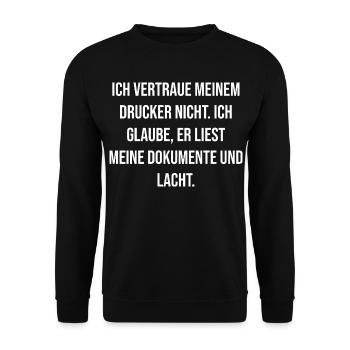 Blague de l’imprimeur – blague sur les documents - Sweat-shirt Unisexe - noir - Devant - Alina (178cm) & Michal (187cm)