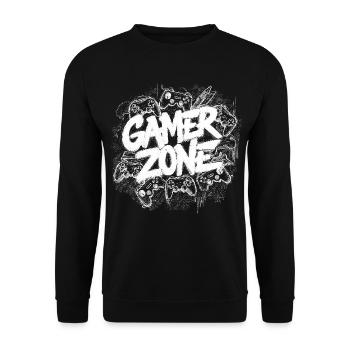 Arcade Graffiti Game On Geek Gamer Zocker Geschenk - Unisex Pullover - Schwarz - Vorne - Alina (178cm) & Michal (187cm)