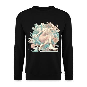 Schlittschuhlaufen Frau Art Nouveau Geschenk - Unisex Sweatshirt - black - Front - Alina (178cm) & Michal (187cm)