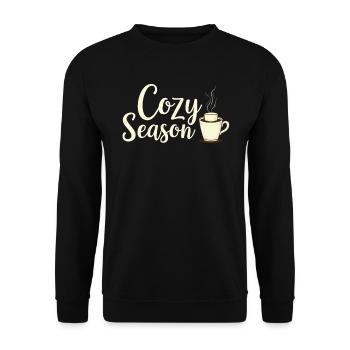 Cozy Season Herbstgetränk  - Unisex Pullover - Schwarz - Vorne - Alina (178cm) & Michal (187cm)