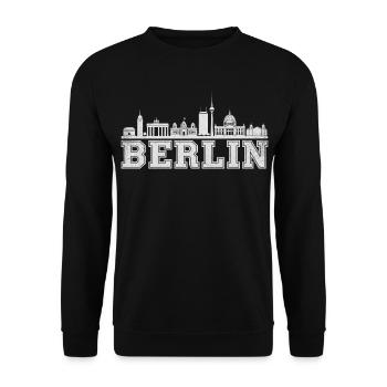 Berlin Skyline Retro  - Unisex Pullover - Schwarz - Vorne - Alina (178cm) & Michal (187cm)