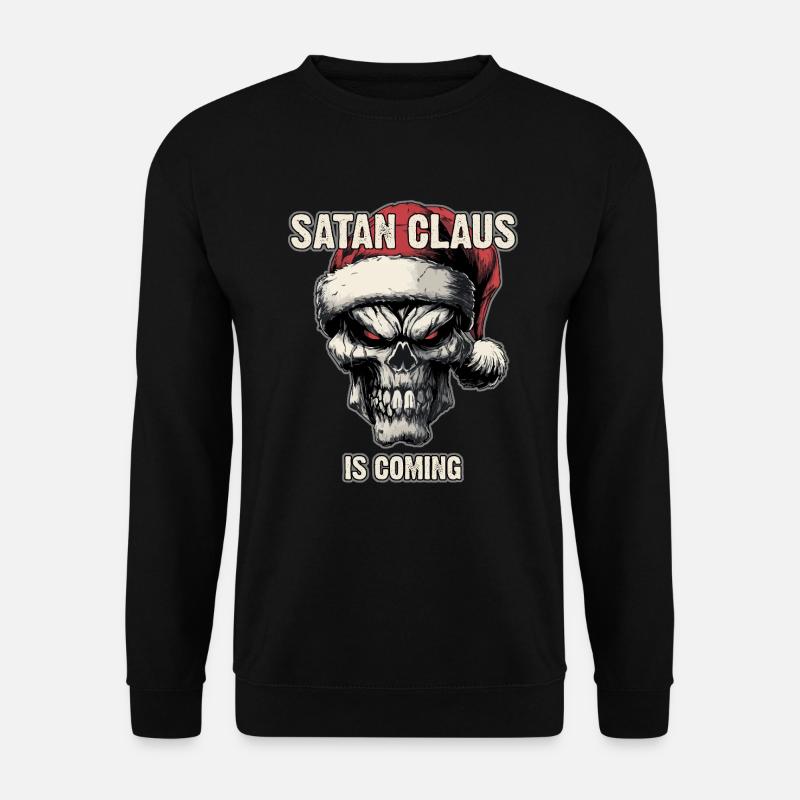 Skull mit Weihnachtsmütze - Unisex Pullover - Schwarz
