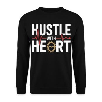 Hustle mit Herz Geardesign - Unisex Pullover - Schwarz - Vorne - Alina (178cm) & Michal (187cm)
