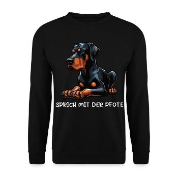 Talk to the Paw Doberman Doberman Owner - Unisex Sweatshirt - black - Front - Alina (178cm) & Michal (187cm)