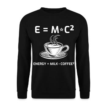 Kaffeetrinker Kaffeeformel E=MC2 - Unisex Pullover - Schwarz - Vorne - Alina (178cm) & Michal (187cm)