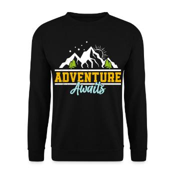 L’aventure vous attend : montagnes et soleil - Sweat-shirt Unisexe - noir - Devant - Alina (178cm) & Michal (187cm)