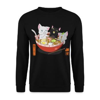 Mignonne chemise ramen des chats otaku - Sweat-shirt Unisexe - noir - Devant - Alina (178cm) & Michal (187cm)