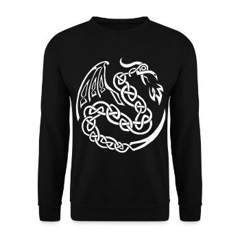 Weißer keltischer Drache - Unisex Pullover - Schwarz - Vorne - Alina (178cm) & Michal (187cm)