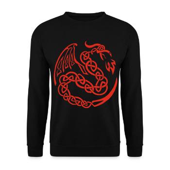 Roter keltischer Drache - Unisex Pullover - Schwarz - Vorne - Alina (178cm) & Michal (187cm)