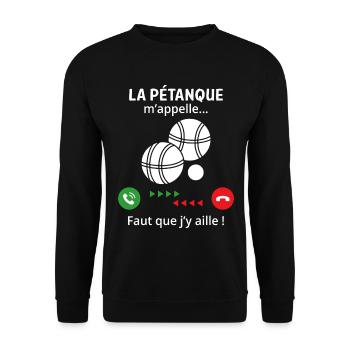 Pétanque nennt mich lustiges Geschenk Bouliste - Unisex Pullover - Schwarz - Vorne - Alina (178cm) & Michal (187cm)